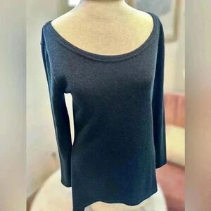 Long sleeve lightweight sweater with wide scoop neckline. Staple for fall.
